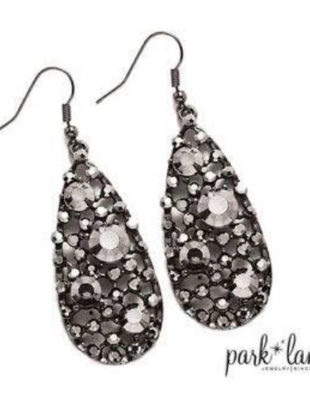 Park lane game on black hematite teardrop earrings